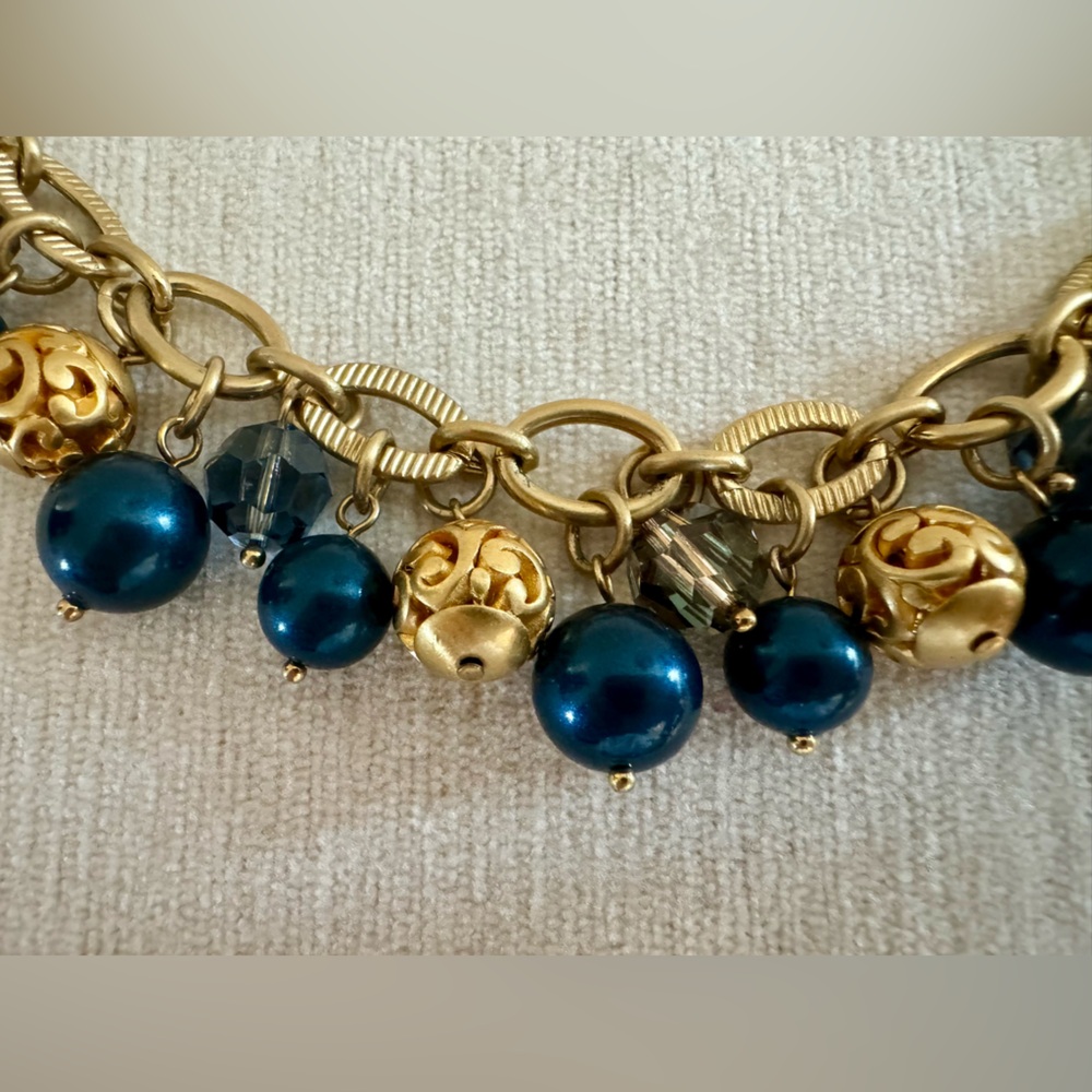 Brighton ‘Contempo Chic’ gold plated with multi color, blue beads bracelet - Picture 3 of 9